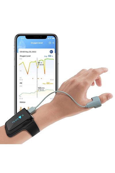 wellue Pulse Oximeter Approved UK, 72 hr Battery Life Sleep Monitor with Bluetooth, Wrist Oxygen Monitor Fi