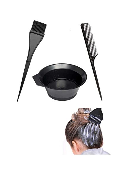 SEVRU Hair Dye Set Bowl Dye Brush and Crepe Comb Hairdresser Hair Lightener Coloring Bowl Set Set of 3