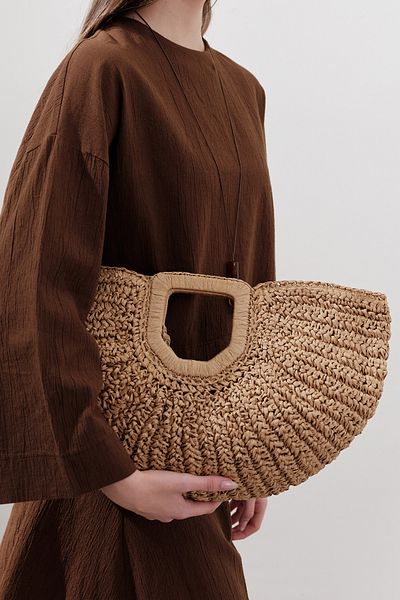 Manuka Ovale Handtasche aus Korbgeflecht, natürlich