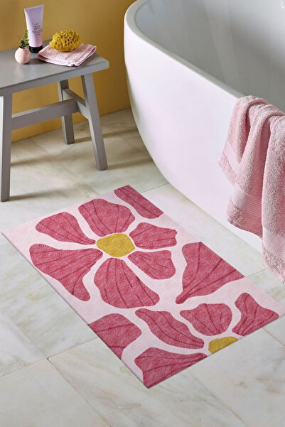 DERAS HOME Yıkanabilir Kaymaz Taban Banyo Paspası 60*100 Cm