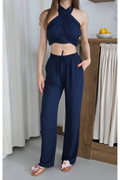 ZF BUTİK Комплект блузи та брюк на зав'язках