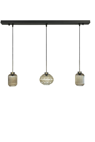 Bamyum Üçlü Lunex Cam Bal Rengi Avize İnce Eskitme Başlık Sarkıt Yemek Masası Üstü Iç Mekan Cafe Otel