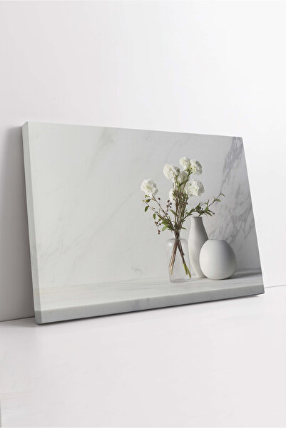 KOSS Dijital Tablou decorativ cu flori albe pe pânză, tablou decorativ potriv...