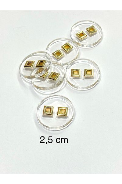 karantuhafiye Transparent Italian Button/Design Button with Gold Detail /2904/ 2.5 cm