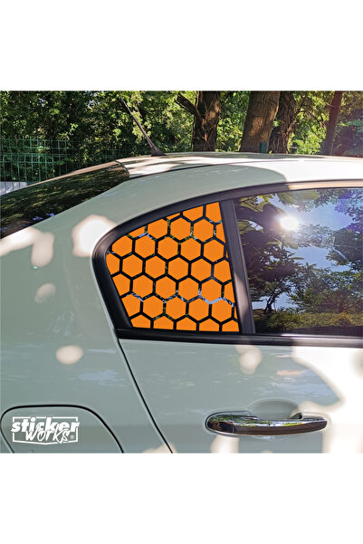 Sticker Works EGEA Kelebek نمط قرص العسل الزجاجي - يمين يسار