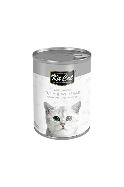Kit Cat طعام القطط المعلب من التونة البرية والأسماك البيضاء - 400 غرام