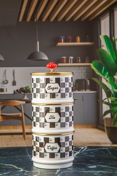 Lizzy 3-Piece Enamel Tea Coffee Sugar Jar