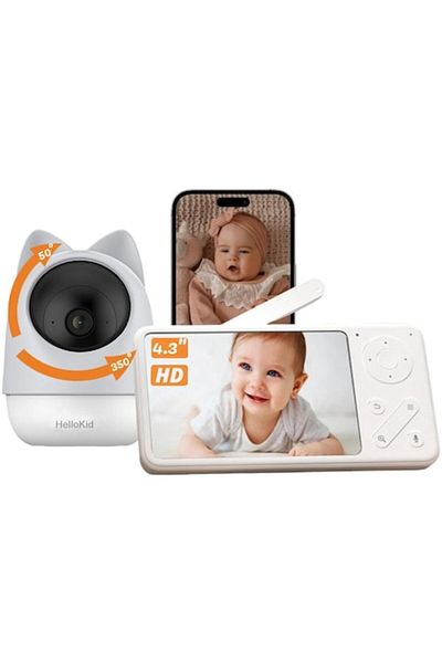 Smart Vibe Baby Monitor WiFi Smart Total Control HelloKid™ 9S 4.3” HD AI Pro Vision Tracking