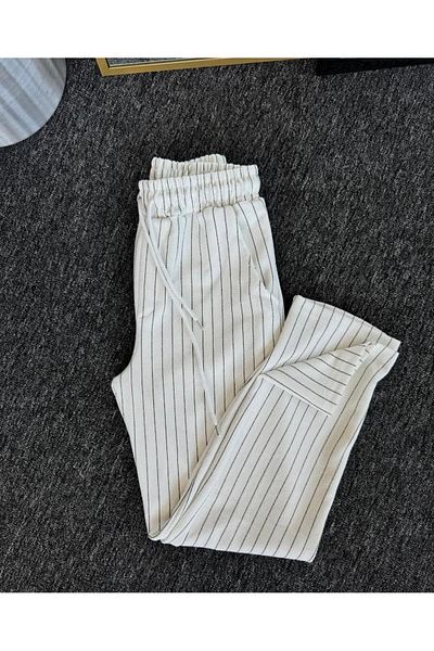 Fifty Color Alaçatı Style Crepe Fabric Line Detail Unisex Shirt and Pants Set