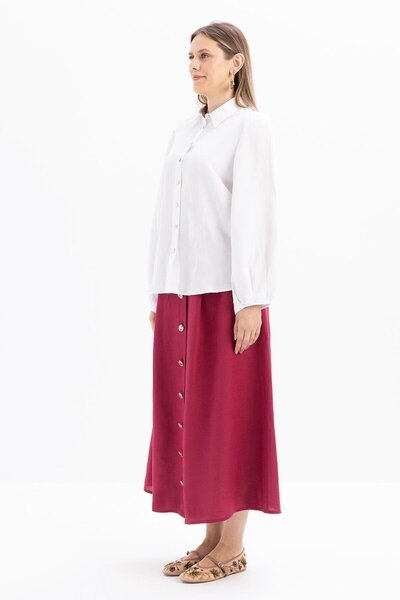 ALLDAY White-Leg Sleeve Pile Detailed Linen Shirt