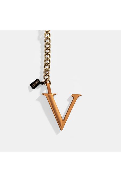Desa Orange Letter V Leather Keychain