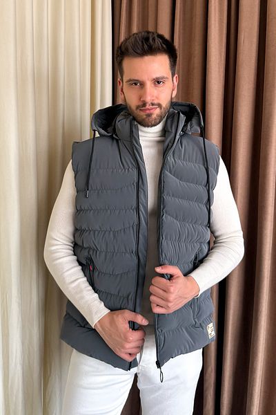 ModaPlaza Men's Hooded Puffer Vest