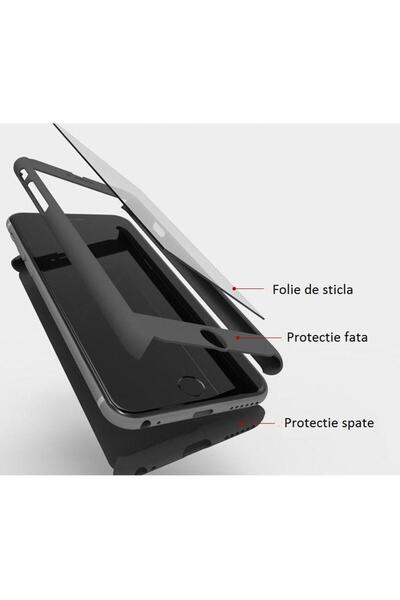 BLACK Husă completă pentru Apple iPhone 6 / Apple iPhone 6S cu acoperire comp...