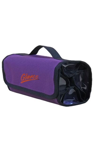 GLANCE 4-Section Purple Pen Bag with Handle