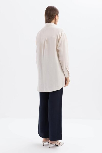 ALLDAY Stone-Embroidered Linen Shirt Tunic