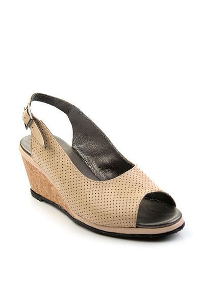 Bambi Beige Leather Women's Sandals K05582040203