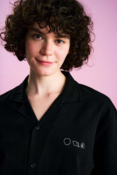 WWF Market Seashells Muslin Shirt - Black