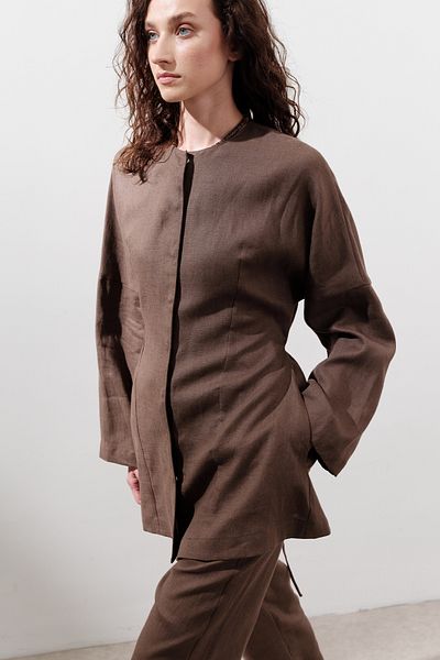 Manuka Linen Sitting Jacket Dusty Brown