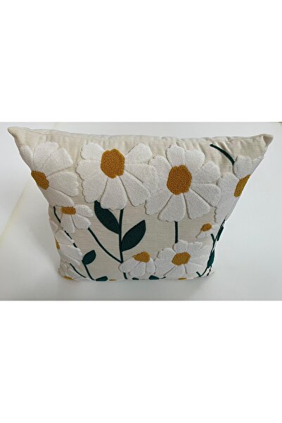 Zeyn Punch Nakışlı Kırlent Papatyalı(İÇ DOLGU HARİÇ)