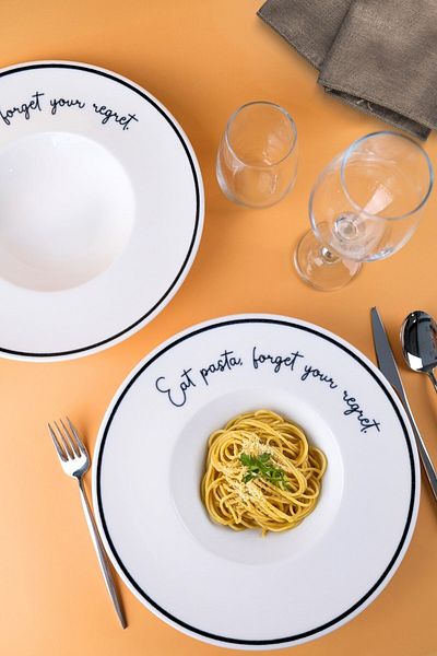 Kütahya Porselen Plate House Motto Pasta Plate Set of 2 29X5,5X4Cm