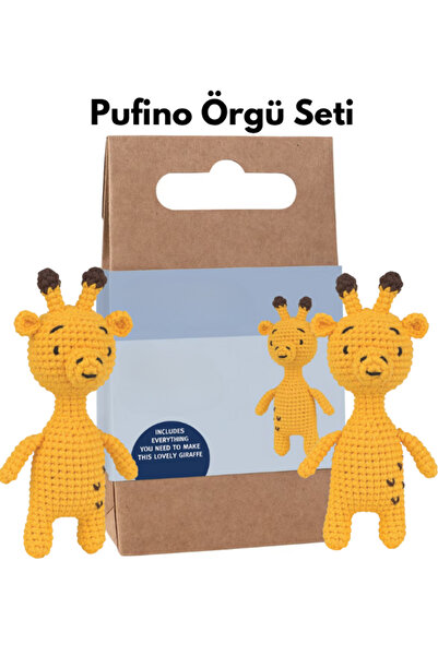 Pufino Zurafa Amigurumi Tığ Kiti, Amigurumi Örgü Seti, Tığ Işi Amigurumi Örgü Oyuncak Seti