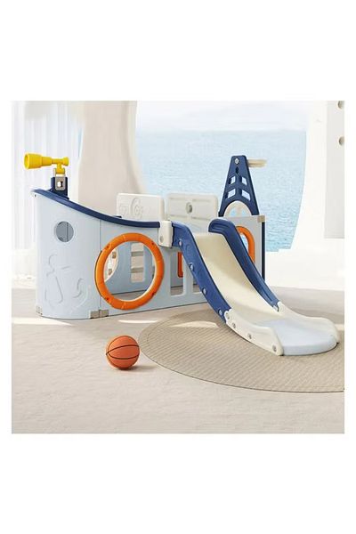 FULLJOY 4*1 Pirate Ship Slide with Telescope and Basketball