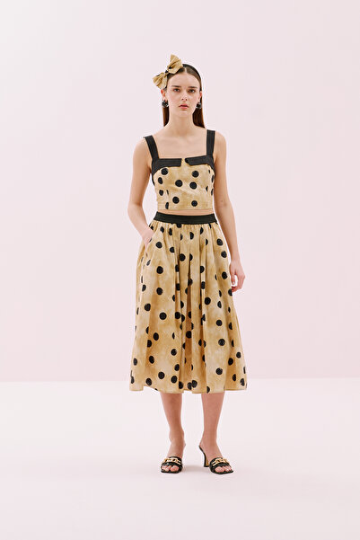 Roman Puan Desenli Beli Lastikli Midi Boy Etek Standart Renk Y2515018_089