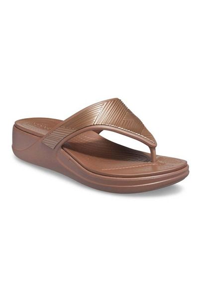Crocs Monterey Metallic Wedge Flip Flops 38-39 EU - W8 US Bronze - Bronze
