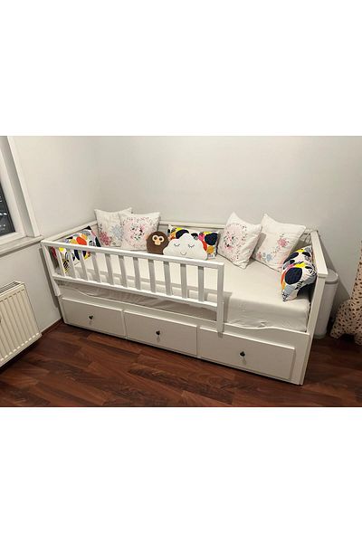 Se7enSky 150X50 + 50X50 Divan Hemness Compatible Matte White Wooden Barrier, Trabzan, Railing