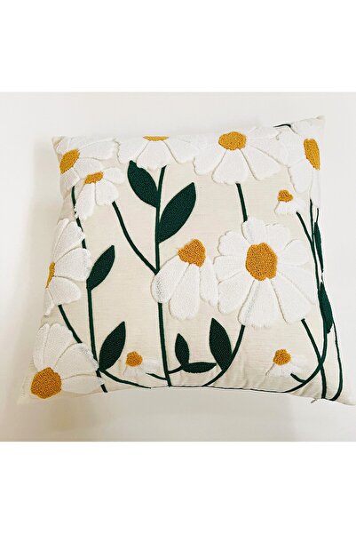 Zeyn Punch Nakışlı Kırlent Papatyalı(İÇ DOLGU HARİÇ)