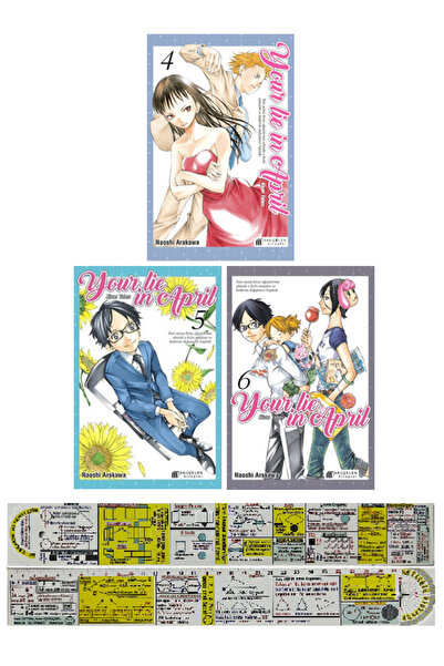 Akıl Çelen Kitaplar Your Lie in April 4-5-6. Ciltler Manga Seti + Mat. Öğrete...