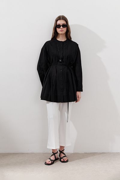 Manuka Ribbed Wide Sleeve Tunic Black