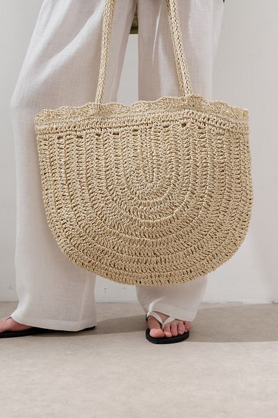 Manuka Braided Detail Wicked Handle Bag Beige