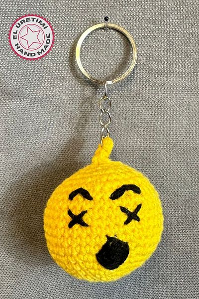 Uretti - Tuğba 9352 4379 Handmade Knitted Dizzy Face - Dizzy Emoji Keychain