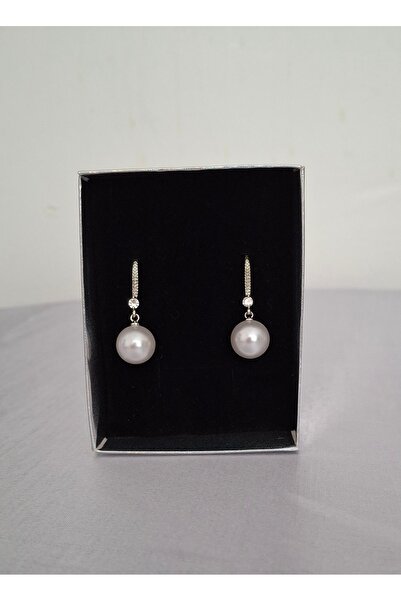 ER TAKI Silver Color Round Pearl Hook with Stones Stylish Engagement Henna Wedding Wedding Evening Dress Earrings