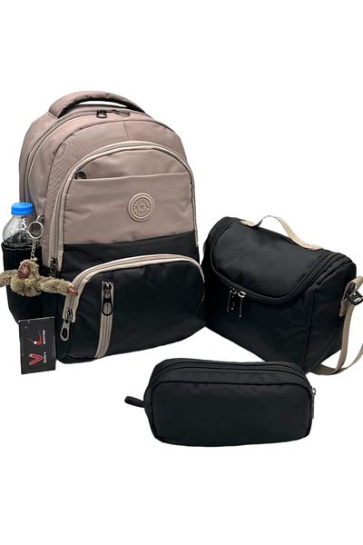 betto's First School Bag Unisex Set of 3 Children's Primary School Bag Bts-8010 Mink-Black