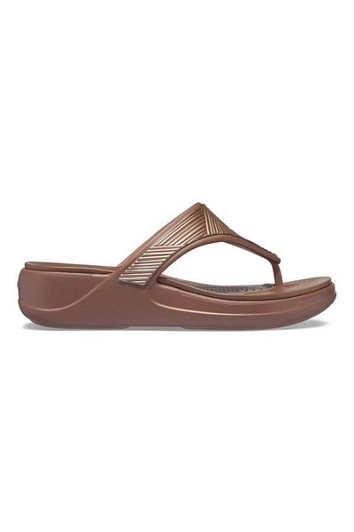 Crocs Monterey Metallic Wedge Flip Flops 38-39 EU - W8 US Bronze - Bronze