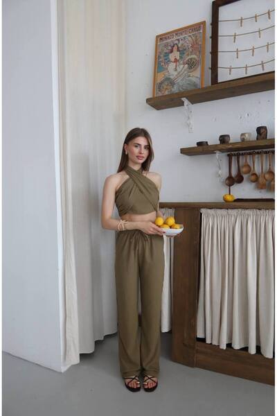 ZF BUTİK Tie-Up Blouse Trousers Set