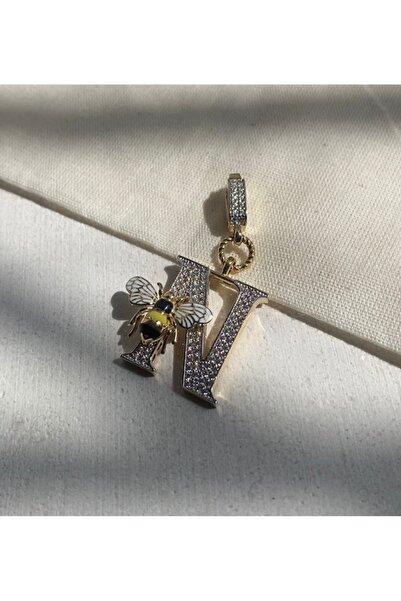 Onseva Kuyumculuk 14 Ayar Arılı Taşlı Harf Kolye Ucu