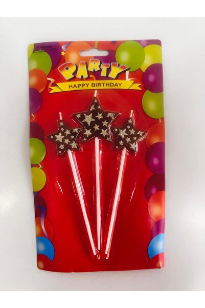 SURPRISE PARTY STORE Siyah Yıldız Üstüne Simli Parlak Gümüş Yıldız Şekilde 3l...