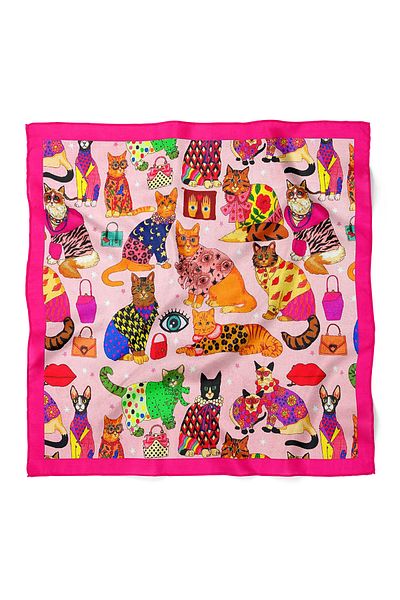 nehir eşarp Cat Pattern Bandana Scarf 50 X 50 cm