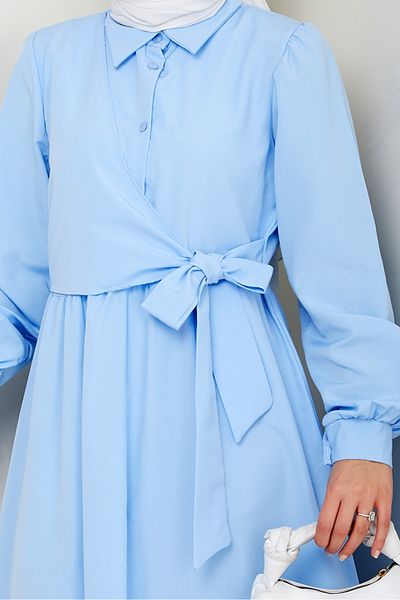 Bestenur Φόρεμα Reyel Cross Tie 1464 - Baby Blue