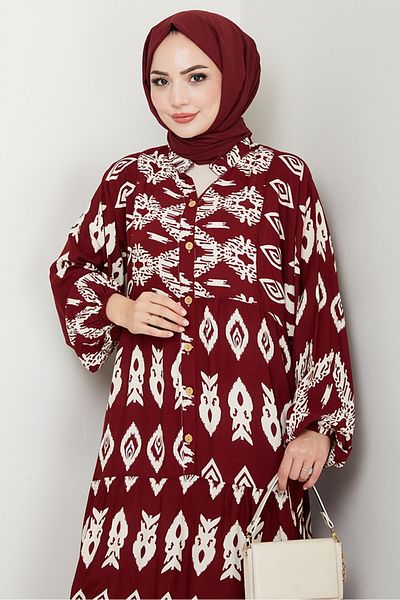 Bestenur Φόρεμα Liza Woven Viscose 1544 - Claret Red