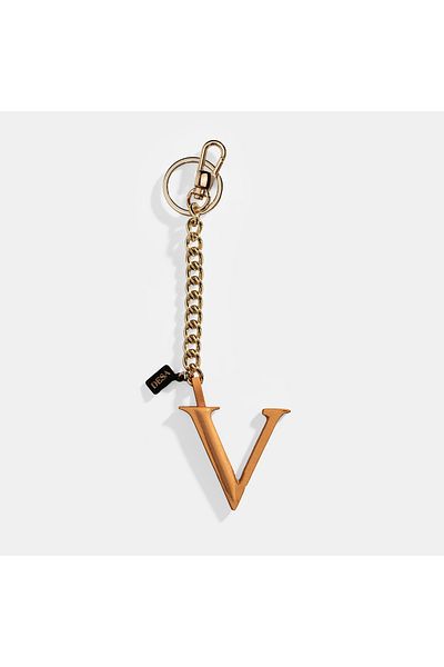 Desa Orange Letter V Leather Keychain