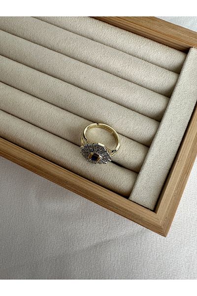 ringbox Navy Blue Stone Vintage Model Ring
