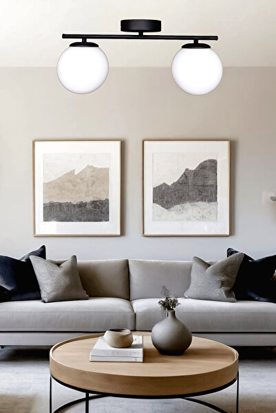 Turanconcept Nika Modern Siyah 2'li Avize Dekoratif Salon - Mutfak - Yatak Od...