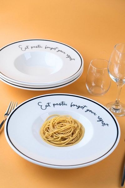 tabakevi Plate House Motto Pasta Plate Set of 4 29X5,5X4Cm