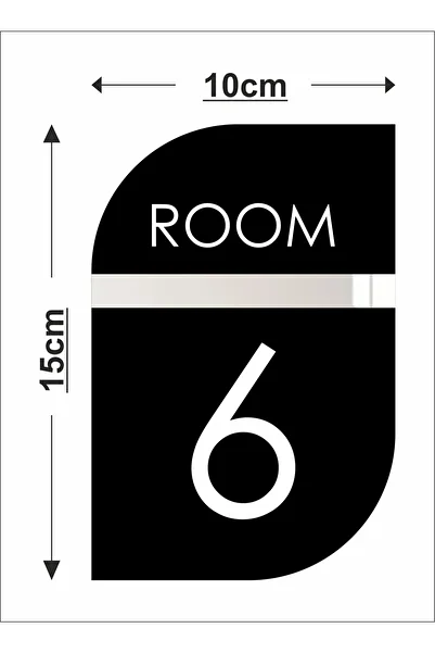 zafrakreklam Vertical Hotel Door - Apartment - Building - Number Black Plexiglass No - 6 Six