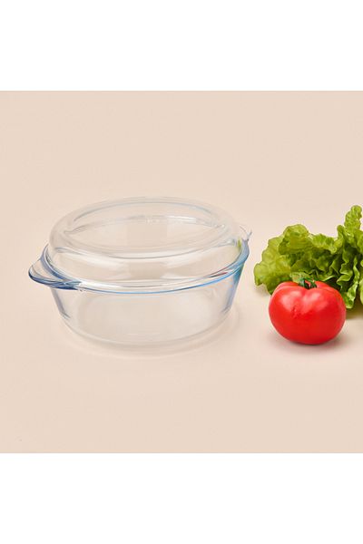 Masterchef Twin Heat Resistant Round Lidless Glass Pot - Transparent