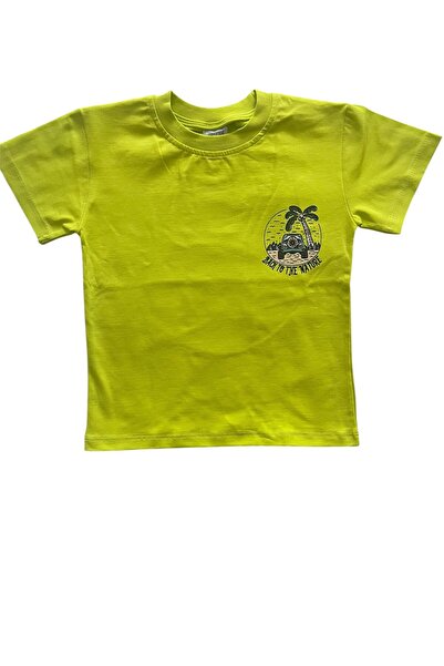 BY-GRİ By-Grey Front and Back Printed Short Sleeved Boy's Suit